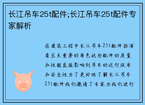 长江吊车25t配件;长江吊车25t配件专家解析